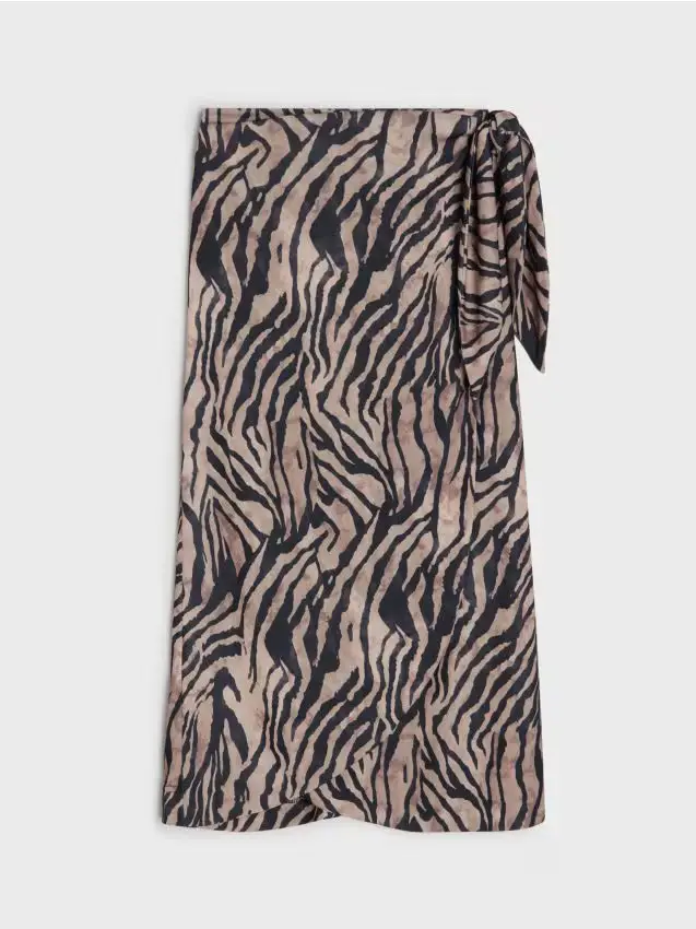 Gonna midi con strisce zebrate - multicolor