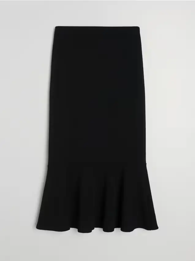 Gonna midi con strisce zebrate - nero