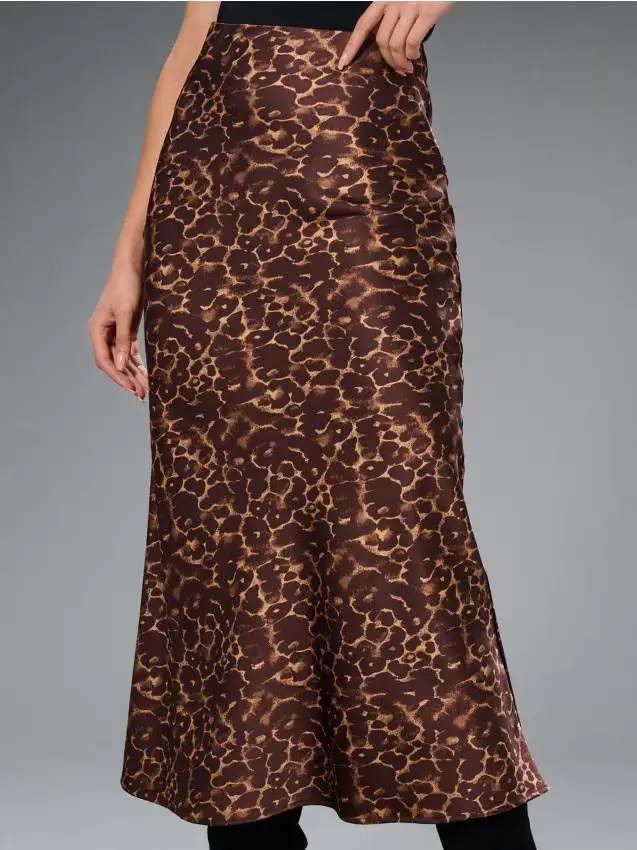 Gonna midi in raso - marrone scuro