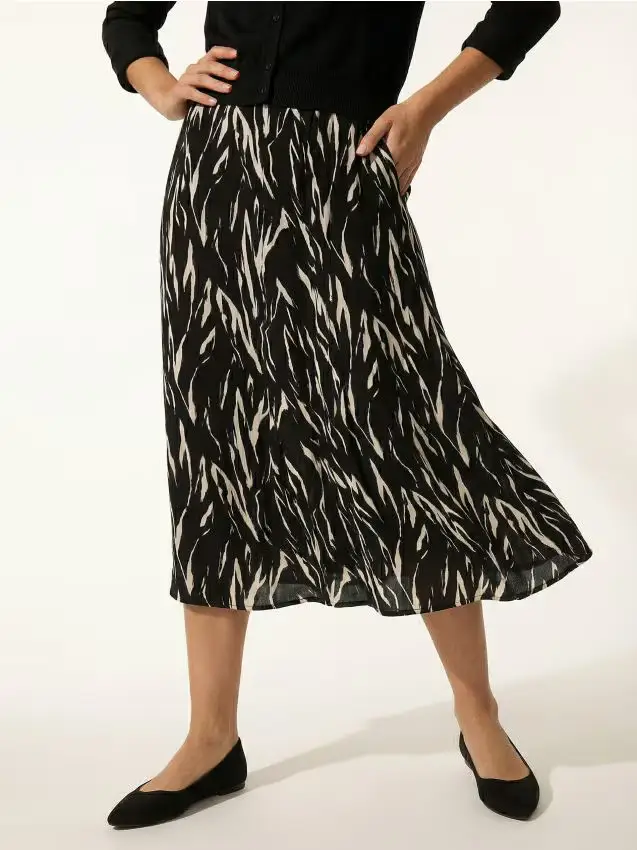 Gonna midi in viscosa con motivo astratto - multicolor