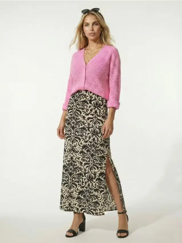 Gonna midi in viscosa con spacchi laterali - nude