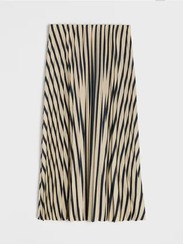 Gonna midi plissettata a righe - nero