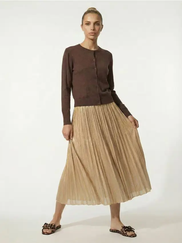 Gonna midi plissettata - beige