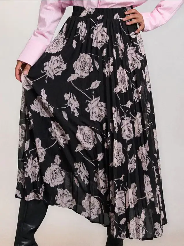 Gonna midi plissettata - nero