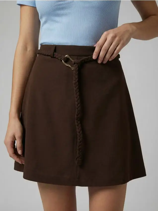 Gonna mini con cintura intrecciata - dark grey jeans