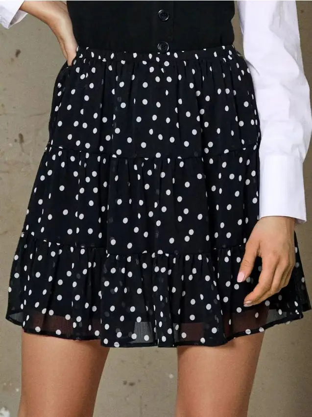 Gonna mini con effetto a balze - multicolor