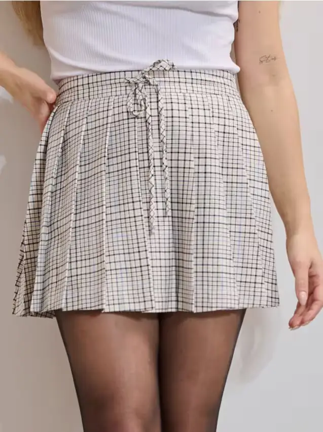 Gonna mini plissettata a quadri - multicolor