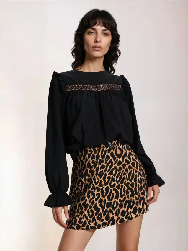 Gonna-shorts in viscosa con stampa leopardata - multicolor