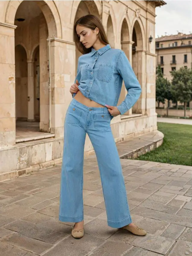 Jeans a gamba ampia - blu