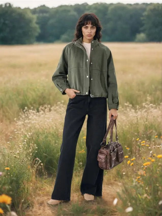 Jeans a gamba ampia - nero