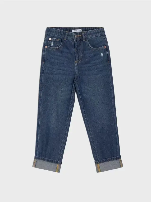 Jeans a gamba dritta con vita regolabile - blu scuro