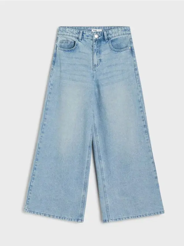 Jeans a gamba larga a vita alta - blu