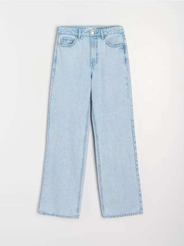 Jeans a gamba larga a vita alta - blu