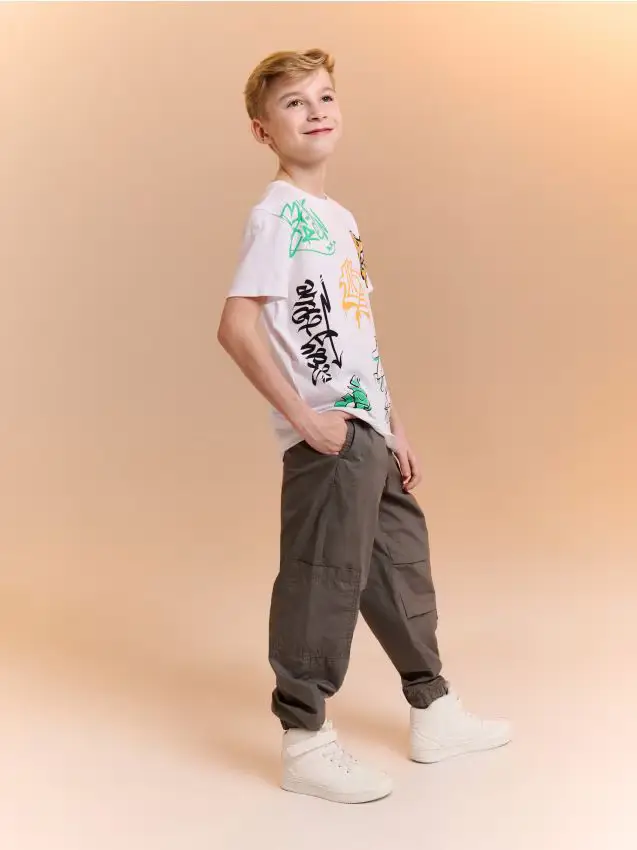 Jeans cargo jogger - grigio chiaro