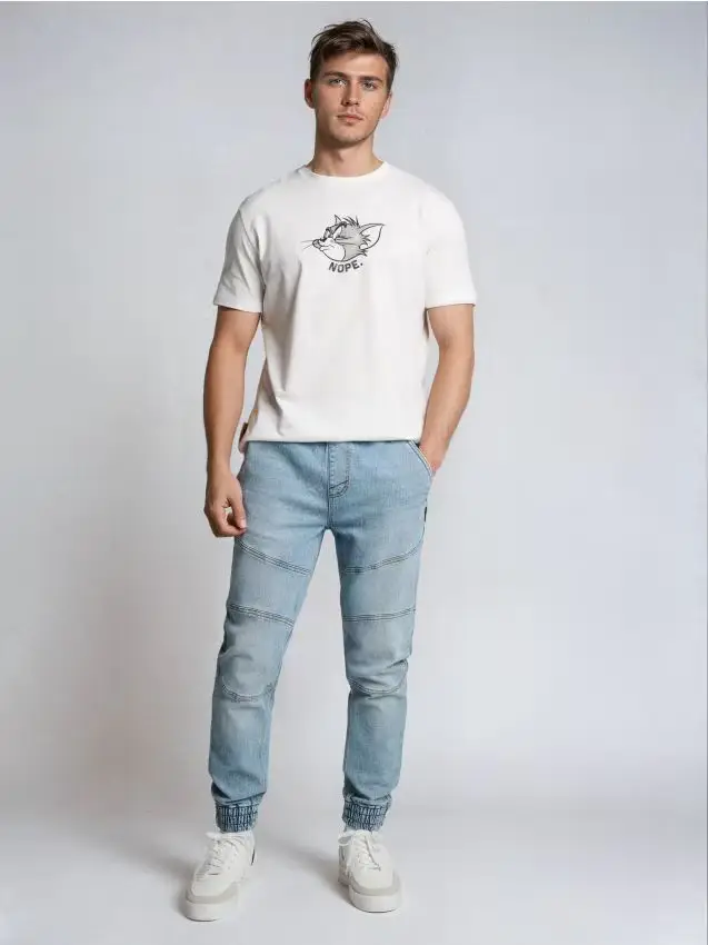 Jeans jogger con effetto lavato - blu