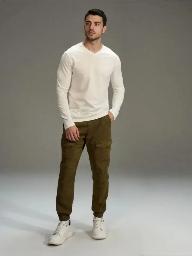 Jeans jogger - verde-marrone