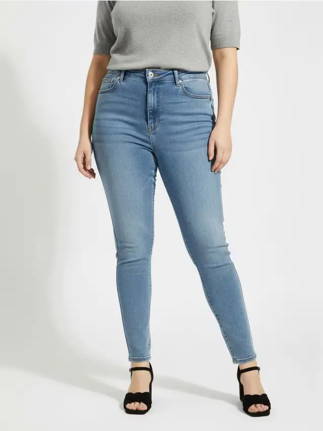 Jeans skinny a vita alta plus Blu