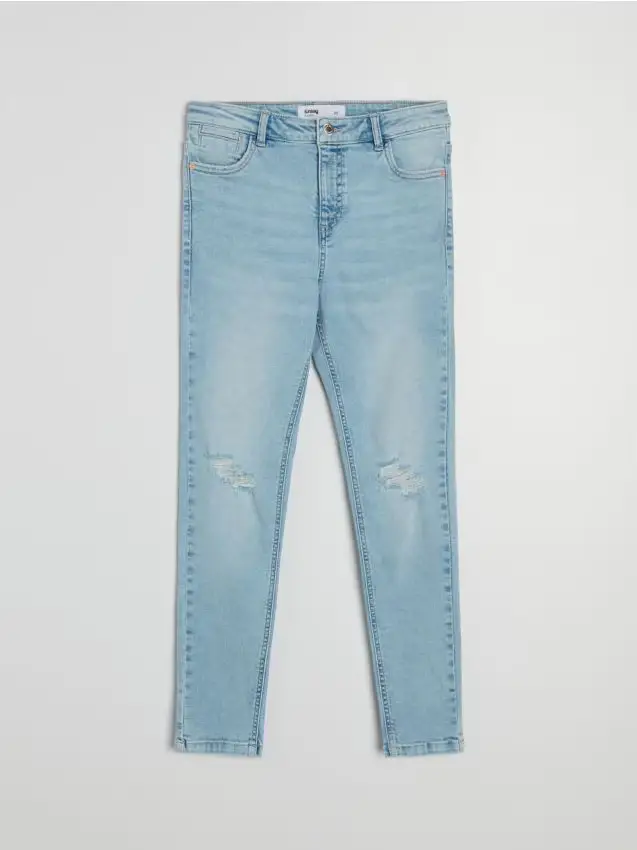 Jeans skinny con effetto lavato - blu