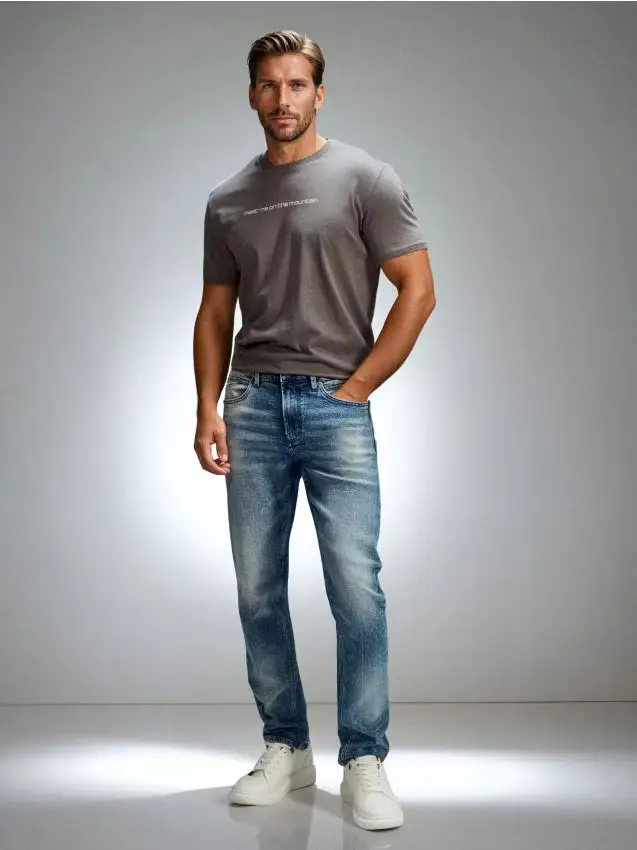 Jeans slim fit con effetto lavaggio - blu