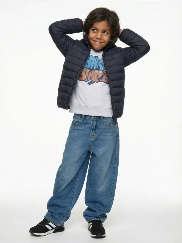 Jeans straight con effetto lavato - blu