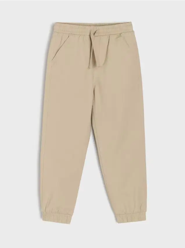 Jogger slim in twill con finitura morbida - beige