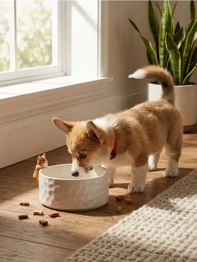 Keramična posodica za živali s figurico psa - panna