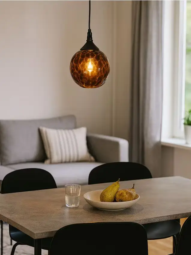 Lampada a sospensione da soffitto in stile retrò con paralume in vetro - marrone scuro