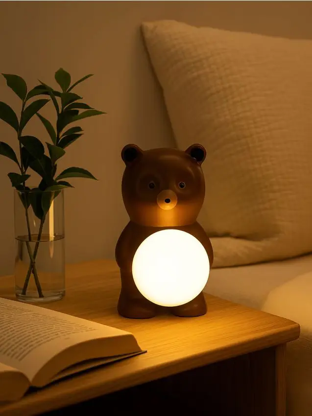 Lampada da notte LED per bambini a forma di orsetto - marrone