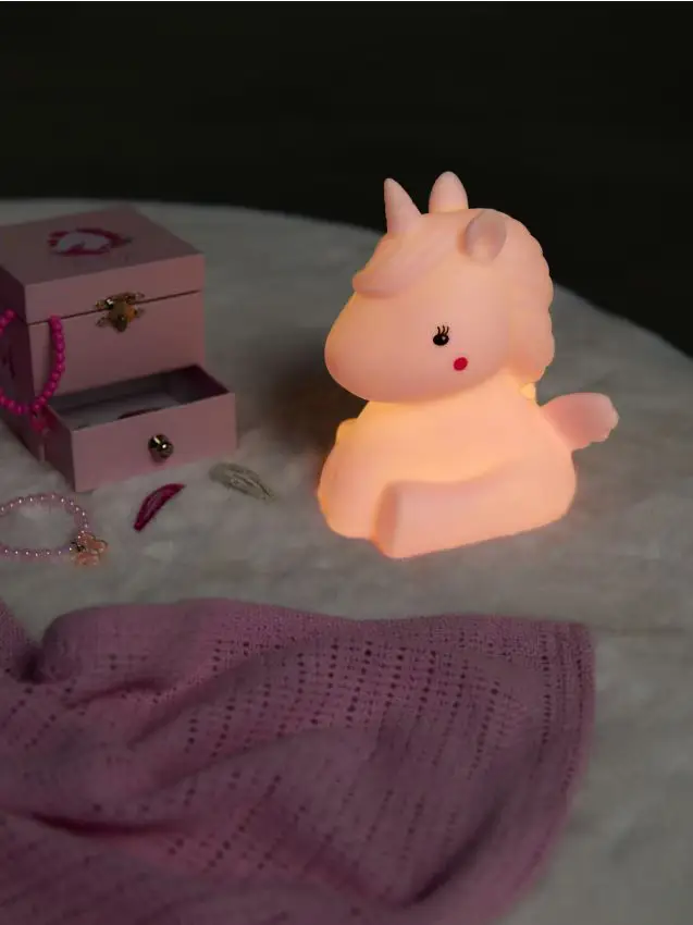 Lampada LED a forma di unicorno - rosa pastello