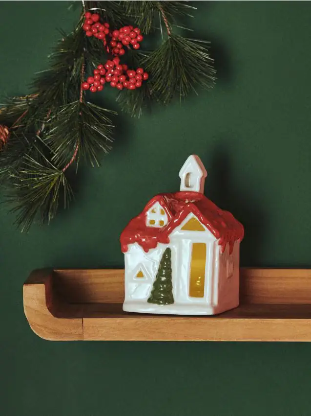 Lampada natalizia a forma di casa - rosso