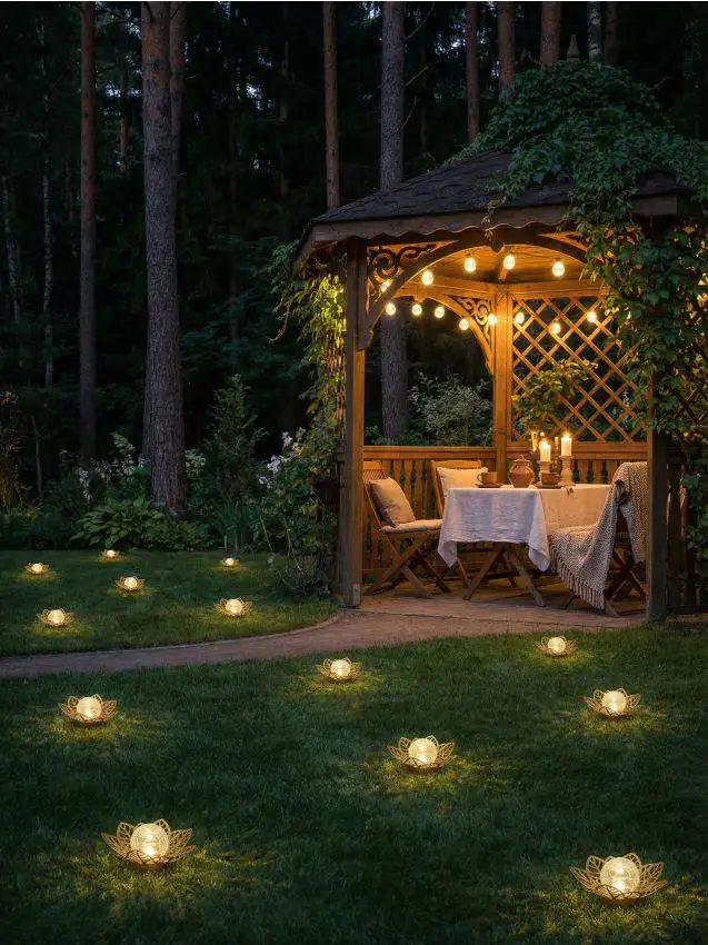 Lampada solare LED da giardino a forma di fiore - oro