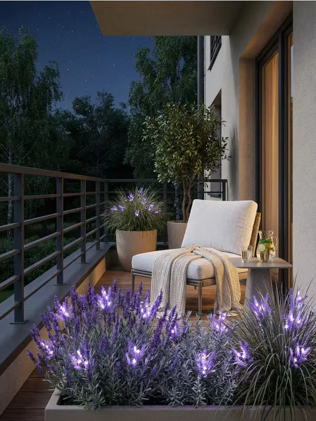 Lampada solare LED da giardino a forma di lavanda - viola