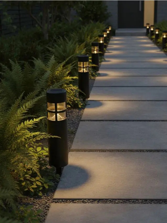 Lampada solare LED da giardino a paletto da inserire nel terreno - nero