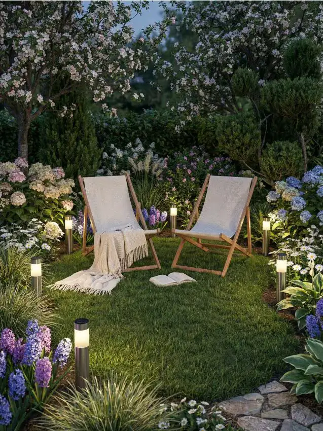 Lampada solare LED da giardino - argento