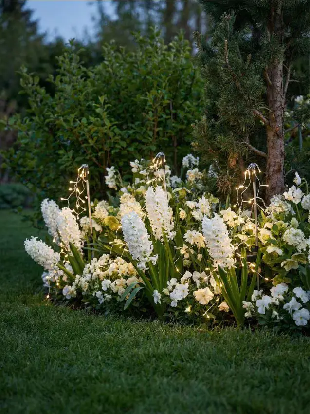 Lampada solare LED da giardino con luci sospese - bianco