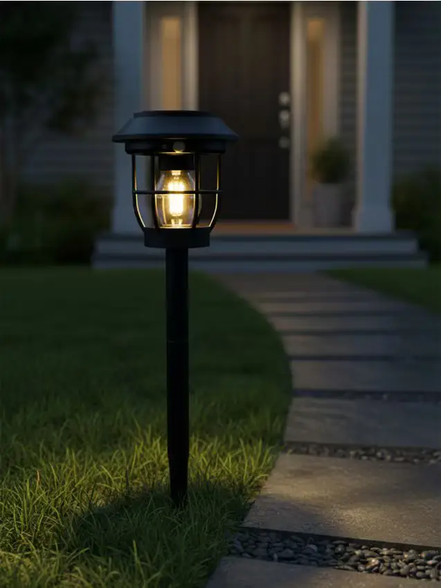 Lampada solare LED da giardino da infilare nel terreno o appendere - nero