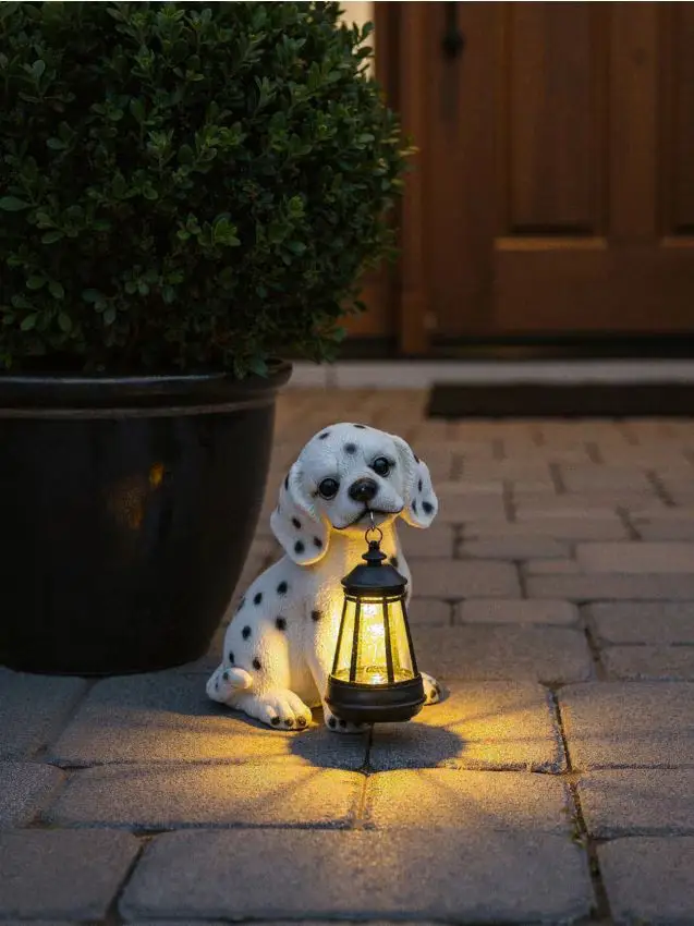 Lampada solare LED decorativa a forma di cagnolino - bianco