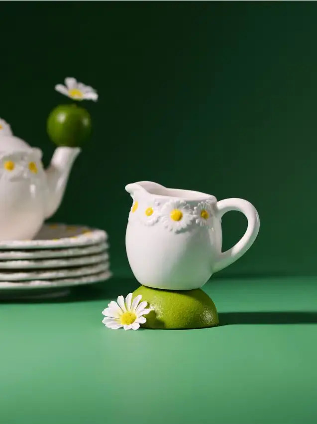 Latteira con motivo margherite - bianco