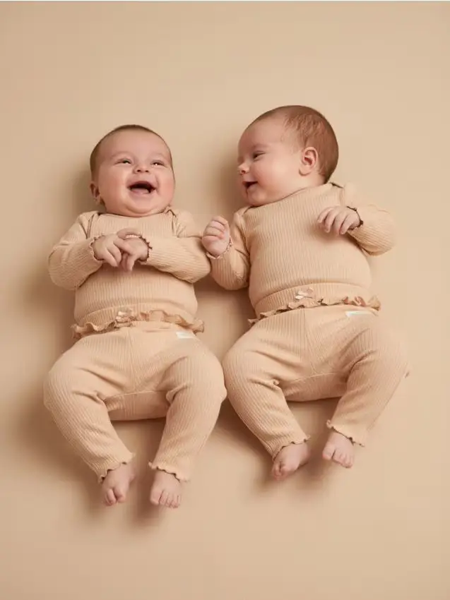 Leggings a coste 2 pezzi - beige