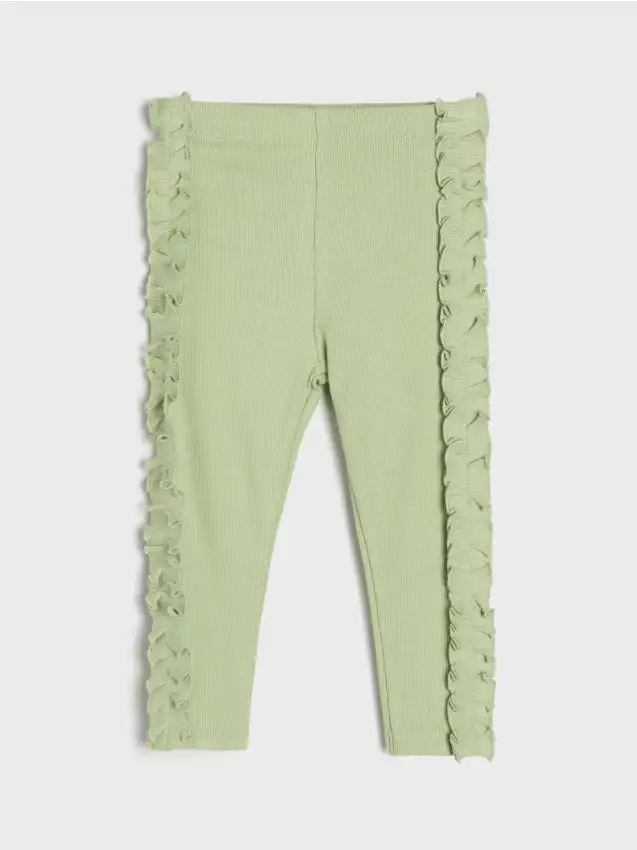 Leggings a costine - verde acciaio
