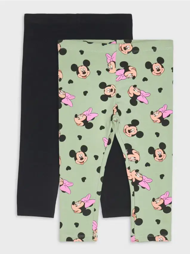 Leggings felpati confezione da 2 Minnie Mouse - verde oliva chiaro