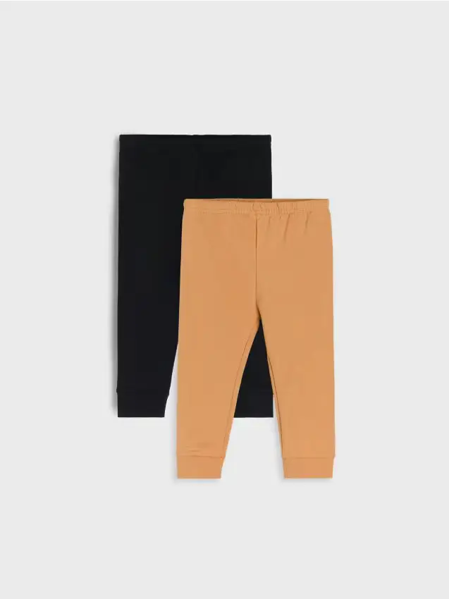 Leggings in cotone con interno caldo 2 pack - nero