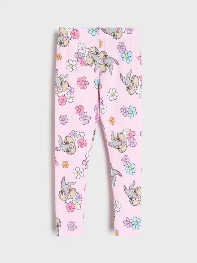 Leggings in cotone con motivo Bambi - rosa