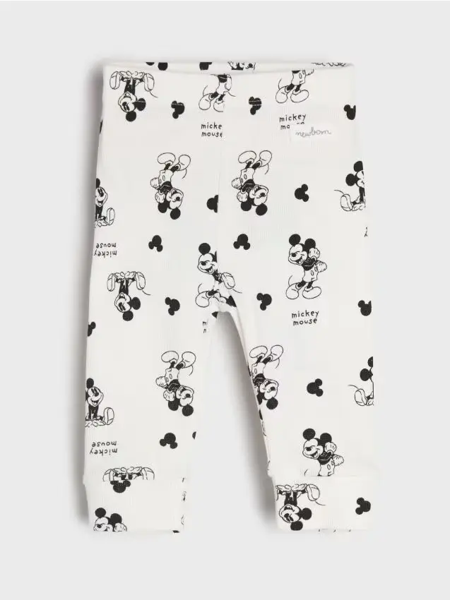 Leggings in cotone con motivo Mickey Mouse - bianco