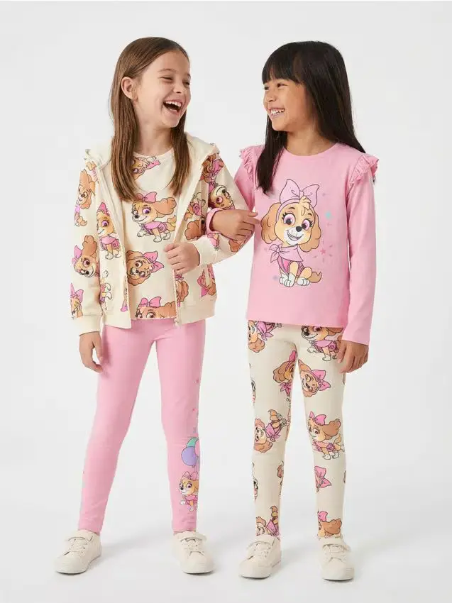 Leggings in cotone con motivo PAW Patrol - rosa pastello