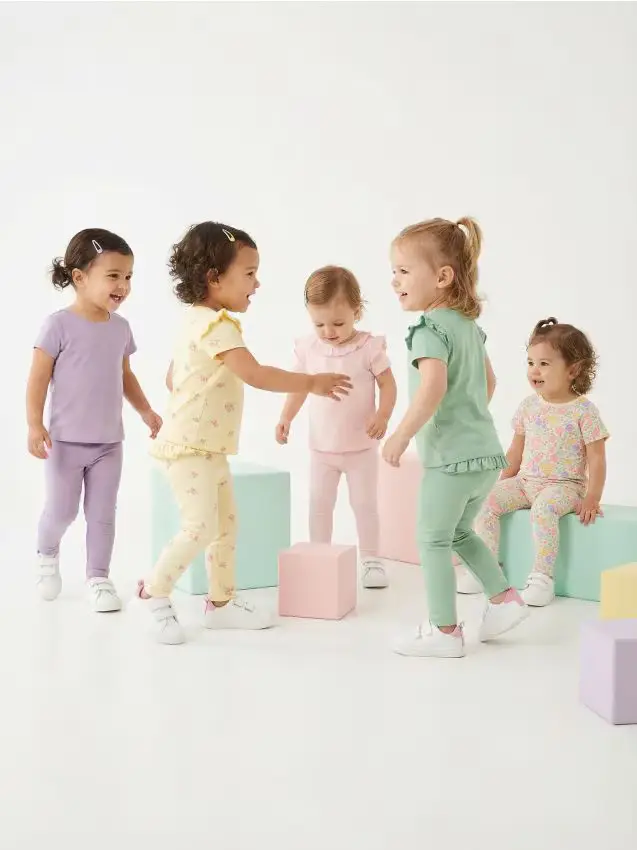 Leggings in cotone, confezione da 5 pezzi - panna