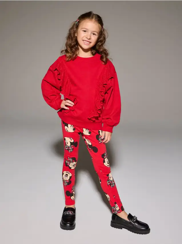 Leggings in cotone Minnie Mouse - rosso