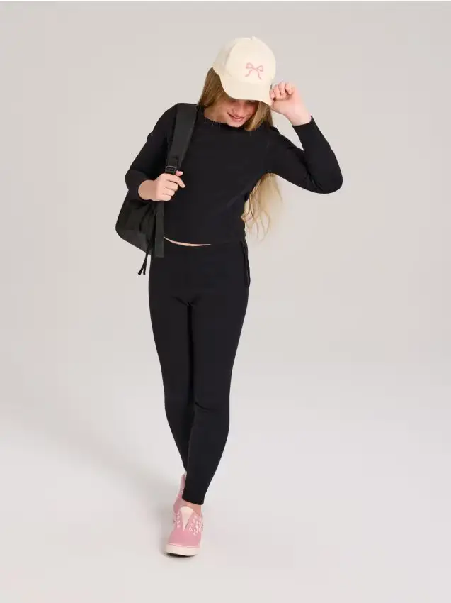 Leggings in maglia a costine spessa - nero