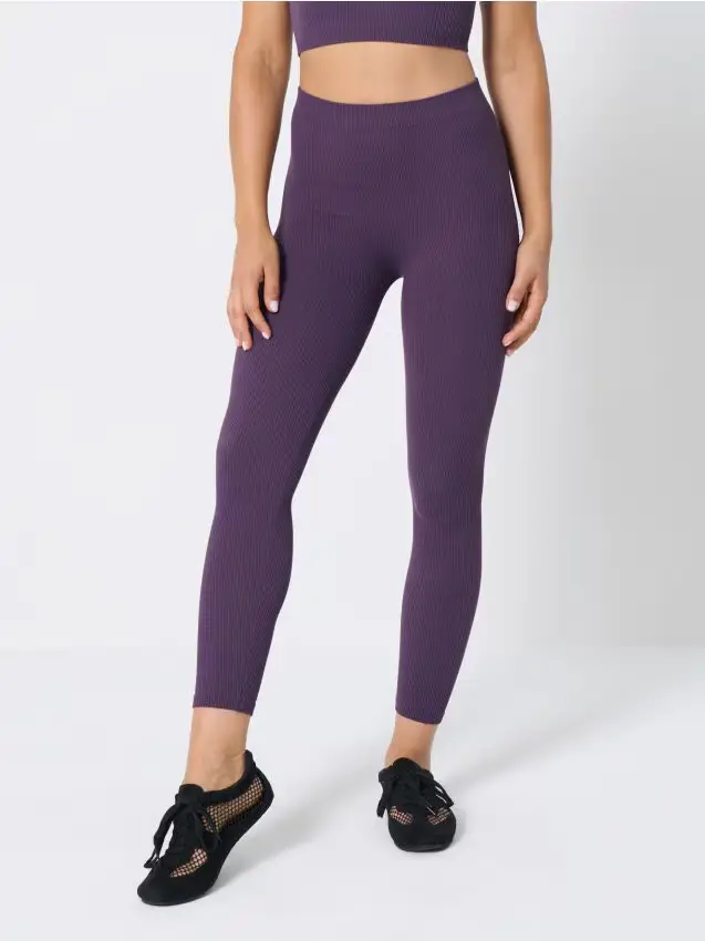 Leggings sportivi senza cuciture - viola scuro