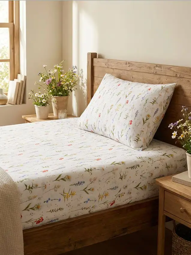 Lenzuolo con angoli in cotone con fiori - multicolor